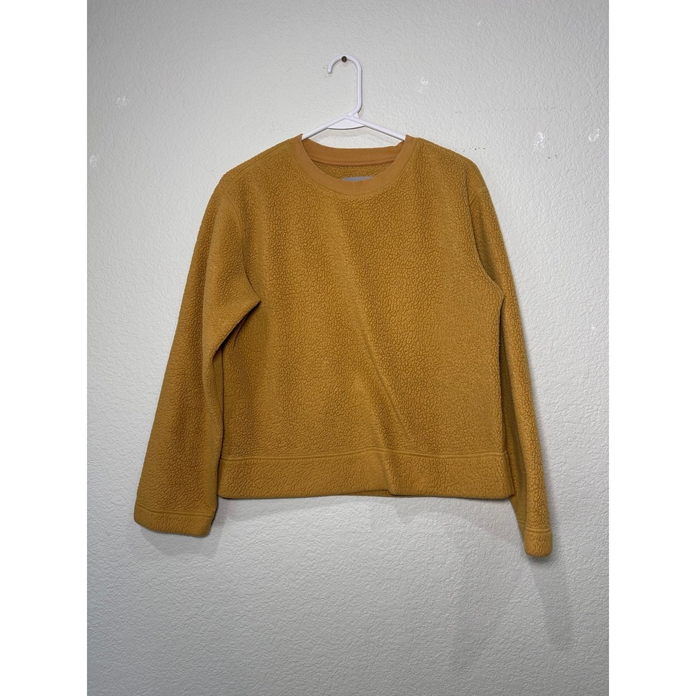 Everlane Sherpa Fleece Crewneck Sweatshirt Mustard Yellow Size S‎